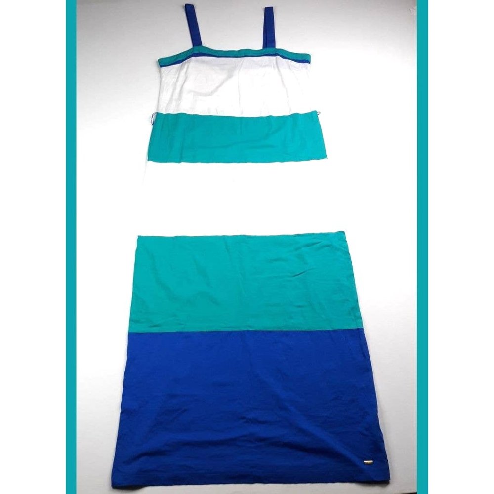 Tommy Hilfiger Maxi Dress L Colorblock Aqua Blue